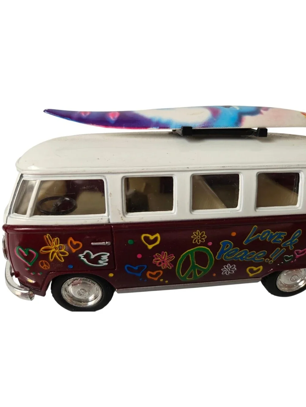 Vintage 1962 Volkswagen Love & Peace Hippie 60's Bus 1/32 Large Scale Diecast